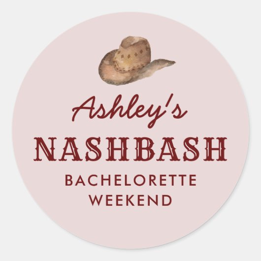 Nash Bash Nashville Bachelorette Party Weekend Ronde Sticker (Voorkant)