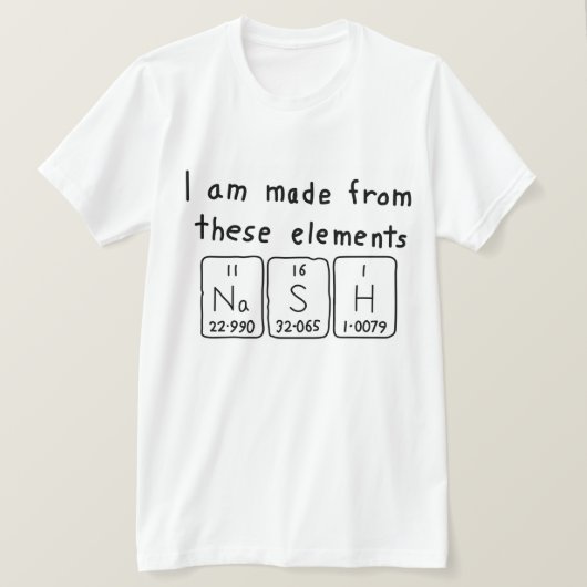 Nash periodiek table name shirt (Design voorkant)