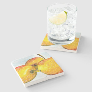 Nashi peren geel aquarel fruit stenen onderzetter