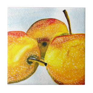 Nashi peren geel aquarel fruit tegeltje