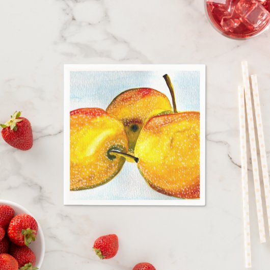 Nashi peren gele waterverf vruchten servet (Insitu)