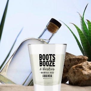 Nashville Bachelorette Boots Booze Besties Aangepa Shot Glas