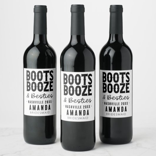 Nashville Bachelorette Boots Booze Besties Aangepa Wijn Etiket