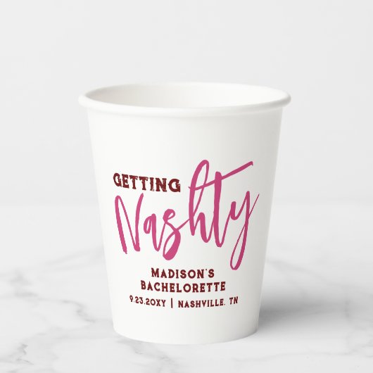 Nashville Bachelorette Get Nashty Personalized Papieren Bekers (Voorkant)