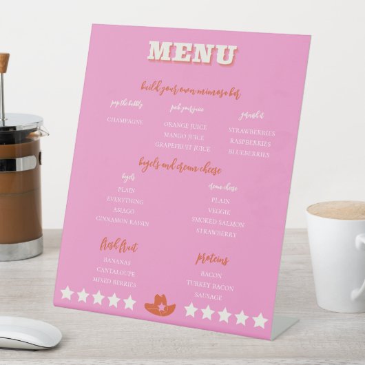 Nashville Bachelorette Party roze menu Reclamebord Met Voetstuk (Insitu)