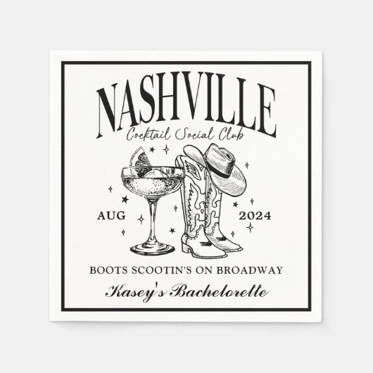 Nashville Bachelorette Rodeo Cocktail Servet (Voorkant)