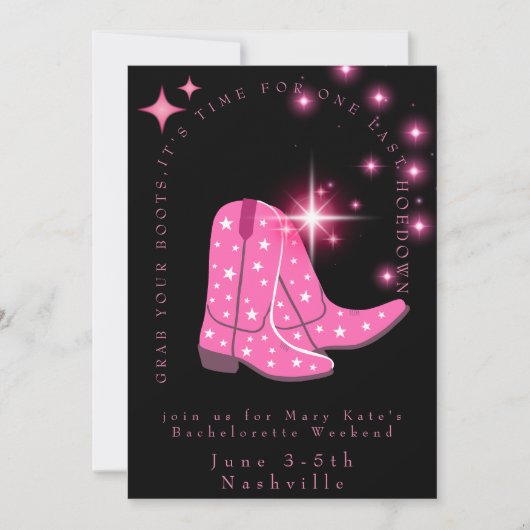 Nashville Bachelorette Weekend Invitation et détai (Devant)