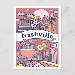 Nashville Bezienswaardigheden Briefkaart - Roze