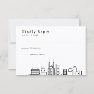 Nashville bruiloft   Gestileerde Skyline RSVP Kaartje