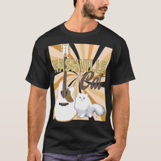 Nashville Cat Wit Perzisch met witte F gitaar T-shirt