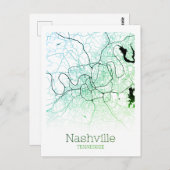 Nashville City Map Briefkaart (Voorkant / Achterkant)