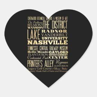 Nashville City of Tennessee State Typography Art Hart Sticker