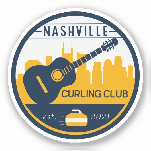 Nashville Curling Club Custom-Cut Vinyl Sticker (Voorkant)