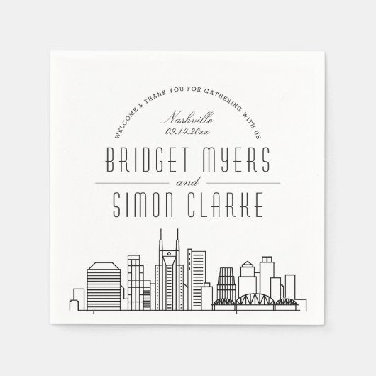 Nashville Deco Skyline | Weddenschap Napkins Servet (Voorkant)