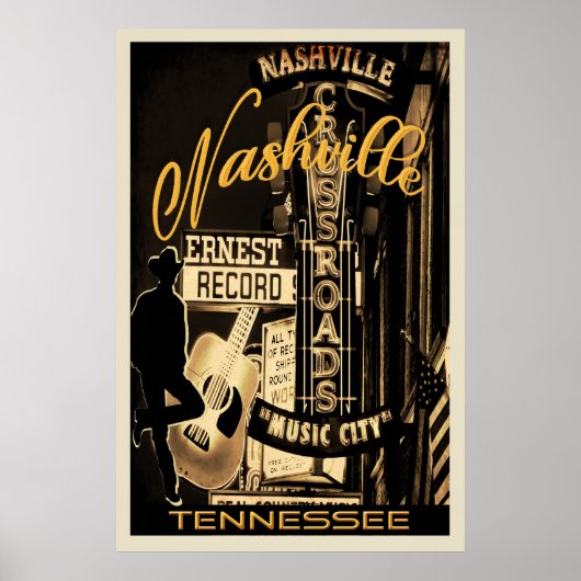Nashville Downtown op Broadway Poster (Voorkant)