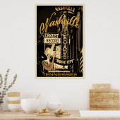 Nashville Downtown sur Broadway Poster (Cuisine)