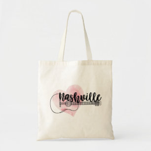 Nashville Guitar waterverf hartontwerp Tote Bag