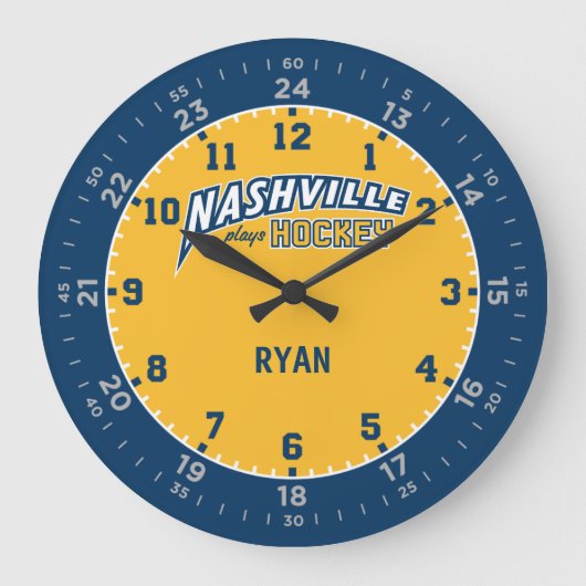 Nashville Joue Hockey 24 Heures Mur Horloge (Recto)