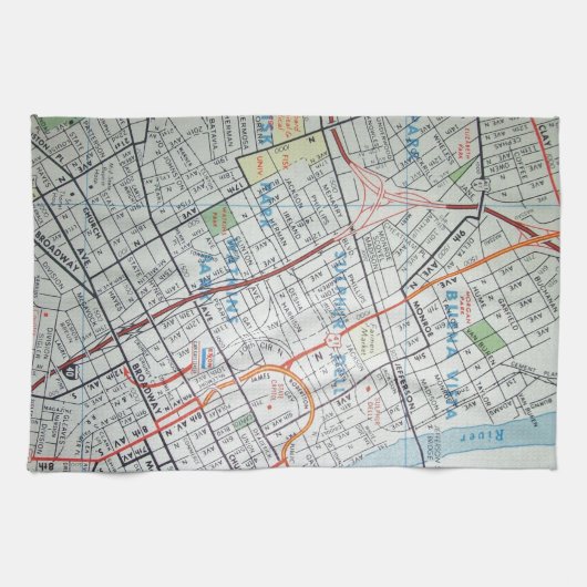 NASHVILLE kaart Theedoek (Horizontaal)