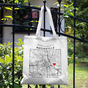 Nashville Love Locator Stadsplattegrond Bruiloft Tote Bag