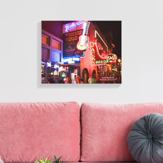 Nashville Lower Broadway Wrapped Canvas Prints (Insitu (Woonkamer))