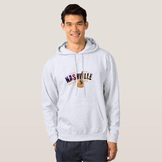 Nashville Music City USA Mannen Hoodie (Voorkant volledig)