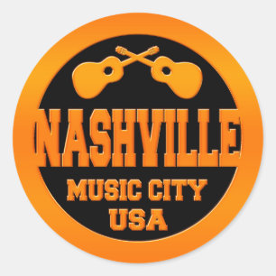 Nashville Music City USA Ronde Sticker