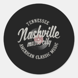Nashville Music City Vinyl Ronde Sticker
