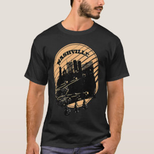 Nashville Muziek Gitaar USA Silhouet Skyline Omtre T-shirt