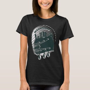 Nashville Muziekgitaar USA Silhouet Skyline Omtrek T-shirt