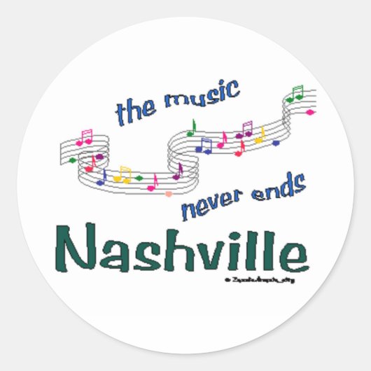 Nashville Muzieknoten Ronde Sticker (Voorkant)
