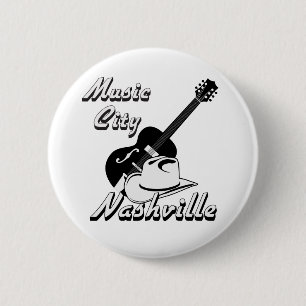 Nashville. Muziekstad Ronde Button 5,7 Cm