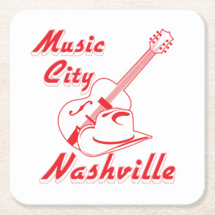 Nashville. Muziekstad Vierkante Kartonnen Onderzetter