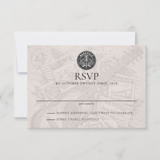 Nashville Passport Wedding RSVP Kaart (Voorkant)