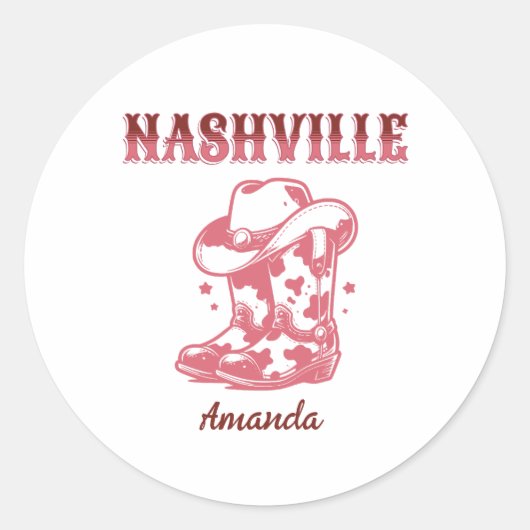 nashville pink cowgirl bachelorette party ronde sticker (Voorkant)