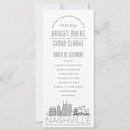 Nashville | Programme Moderne de Mariage Déco (Devant)