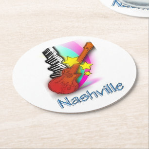 Nashville Rhythm Ronde Kartonnen Onderzetter