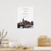 Nashville Riverfront Wedding Welcome Sign Poster (Keuken)