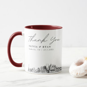 Nashville Skyline Croquis Simple Mug de mariage pe