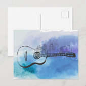 Nashville Skyline Guitar Waterverf Design Briefkaart (Voorkant / Achterkant)