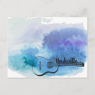 Nashville Skyline Guitar Waterverf Design Briefkaart