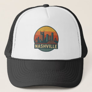 Nashville Skyline Retro Sunset Badge – Trucker Pet