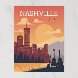 Nashville: Skyline van Music City bij zonsondergan Briefkaart
