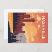Nashville: Skyline van Music City bij zonsondergan Briefkaart (Voorkant / Achterkant)