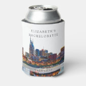 Nashville Skyline Watercolor Bachelorette Weekend Blikjeskoeler (Blikje Achterkant)