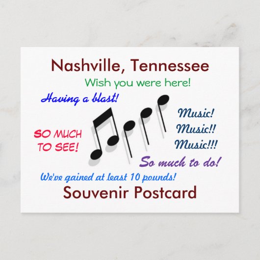 Nashville Souvenir Briefkaart (Voorkant)