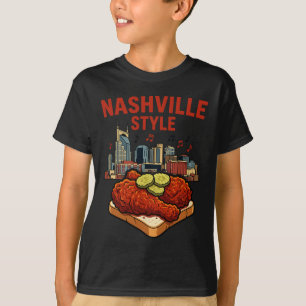 Nashville Style Pittige Gebakken Kip En Music City T-shirt