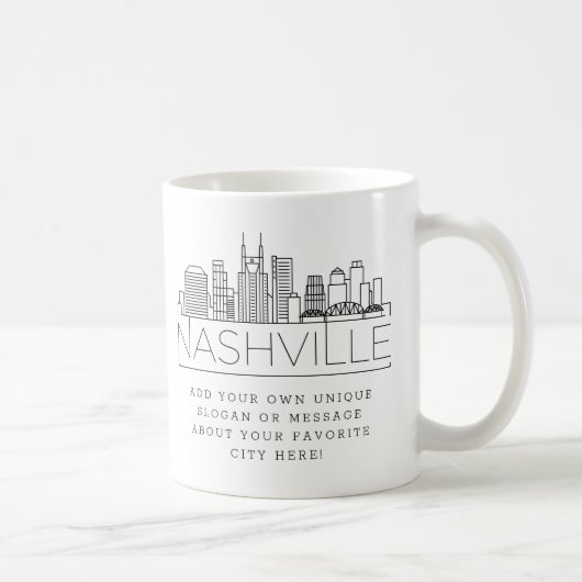 Nashville Stylized Skyline | Aangepaste slogan Koffiemok (Rechts)