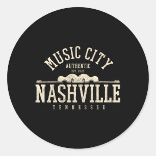 Nashville Tennessee Country Music City Guitar Ronde Sticker