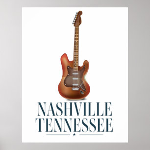 Nashville Tennessee Gitaar reisposter Poster